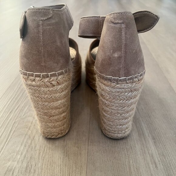 Marc Fisher Alita Platform Wedge Espadrille Sandals Taupe 9.5 Casual Vacation - Picture 4 of 7